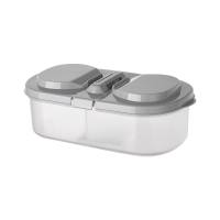 Boîte de rangement en plastique pour réfrigérateur de cuisine multifonctionnel, pot scellé pour céréales alimentaires, Double compartiment couvert  gris