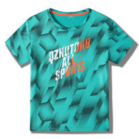 Children's summer T-shirts for boys quick-drying short-sleeved T-shirts for middle and large children's elastic sports tops for children's perspiration T-shirts  Green