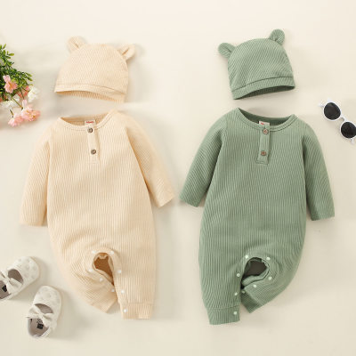 Hibobi Baby Solid Macacão mangas compridas de tricô