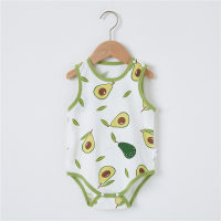 Cubierta de pedos para bebé, mono fino de verano sin hueso de algodón puro, chaleco triangular, chaleco con botones en el hombro sin mangas  Verde