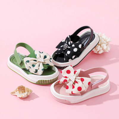 Toddler Girl Polka Dotted Bowknot Decor Open Toed Sandals