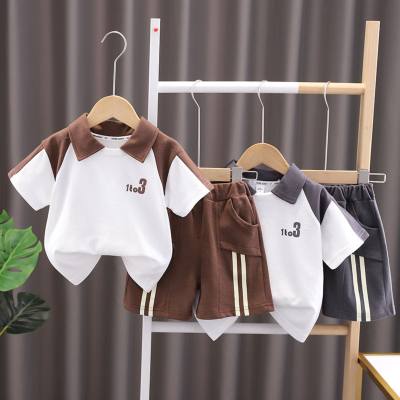 Boys summer suit 2024 new style cool children's fashionable summer short-sleeved polo shirt sports clothes