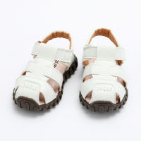 Sandalias de velcro con punta abierta de color sólido para niños pequeños  Blanco