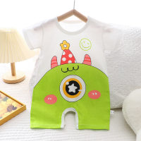 2022 Infant and toddler crawling clothes pure cotton summer new Korean style thin male baby female short-sleeved children's onesie  White
