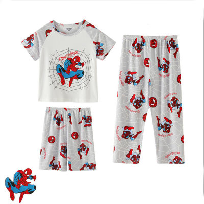 Cartoon Anime Three-piece Short-sleeved Suit Shorts + Pants Pajamas Spring and Autumn Home Clothes