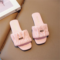 Korean style children's fashion small fragrance soft-soled flip-flops for girls  Pink