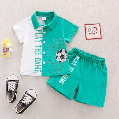 Toddler Boy Football Print Splicing Top & Pants
