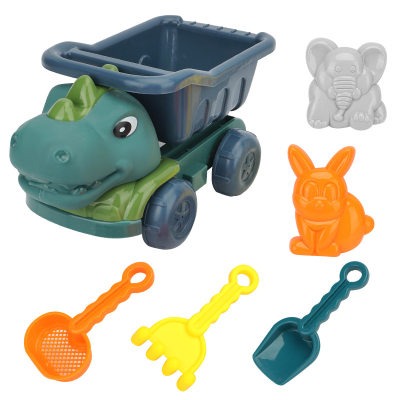 Pá de veículo de engenharia de dinossauro para crianças, conjunto de brinquedos de praia para bebês, escavação de água ao ar livre, ferramenta de ampulheta de areia