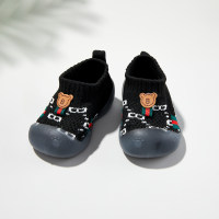 أحذية أطفال شبكية بنمط طباعة الدب الصغير  أسود