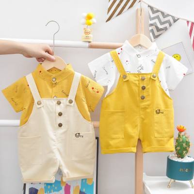 Simple Korean children's suit boys and girls round neck short sleeve summer clothes baby shirt casual trend