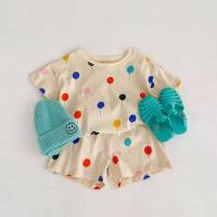 Tecido de seda gelo terno do bebê solto verão shorts de manga curta pijamas infantis meninos e meninas roupas frescas para casa roupas de ar condicionado  Azul