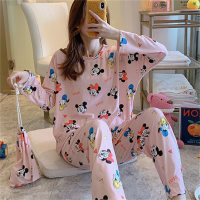 Women's Mickey Mouse Cartoon Pattern Two-piece Home Loose Air Conditioning Suit  Pink