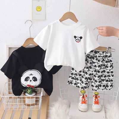 Baby cartoon cute print casual short-sleeved shorts children's T-shirt boys summer clothes new children's clothing set two-piece set