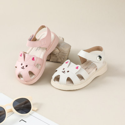 Toddler Girl Solid Color Bunny Style Velcro Sandals