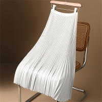 Falda plisada de satén falda versátil de talla grande  Blanco
