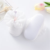Zapatos de princesa con lazo de malla para bebé  Blanco