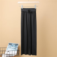 Girls wide leg pants casual pants baby pants trousers home thin drawstring candy color  Black