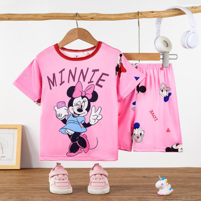 Pajamas Princess Cartoon Short Sleeve Thin Kids Girls Air Conditioning Home Clothes Set