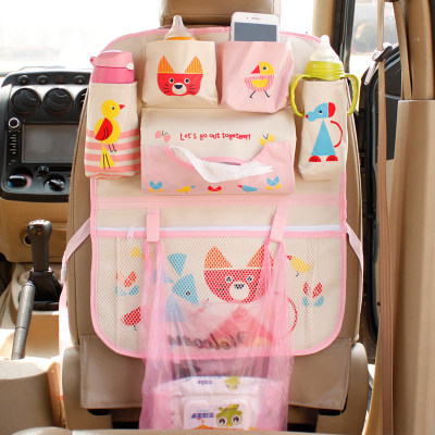 Bolsa para asiento de coche Bolsa de almacenamiento para la espalda del asiento de coche de dibujos animados Suministros para bebés Bolsa para colgar del coche de almacenamiento