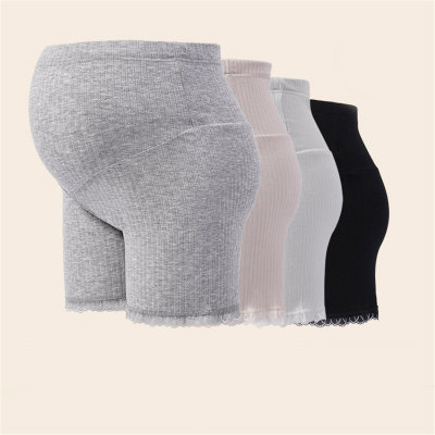 Verão novo respirável calças de segurança para grávidas rendas finas shorts para grávidas alta elástica cintura alta leggings ajustáveis