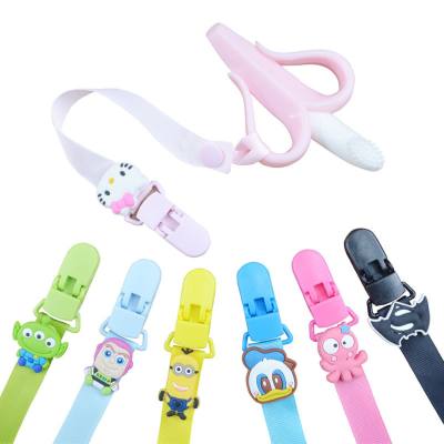 Baby Cartoon Pacifier Chain Infant Pacifier Clip Toy Teething Tape Cartoon Silicone Pattern