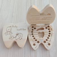Hersteller liefern neue Holzzahnbox für Babyhaare und Nabelschnurzähne, Sammelbox für Säuglings-Souvenirboxen  Mehrfarbig