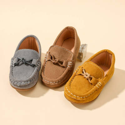 Toddler Boy PU Leather Solid Color Bowknot Decor Moccasin-gommino