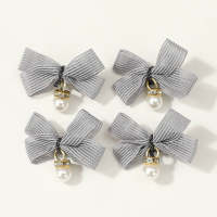 4 Pieces Children's Lovely Bowknot Hair Clip  Gray