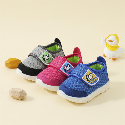 Toddler Color-block Patchwork Dog Pattern Velcro Sneakers