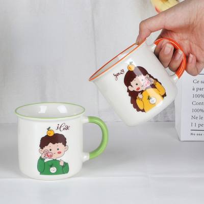 Cute and simple cartoon character high-value children's ceramic cup