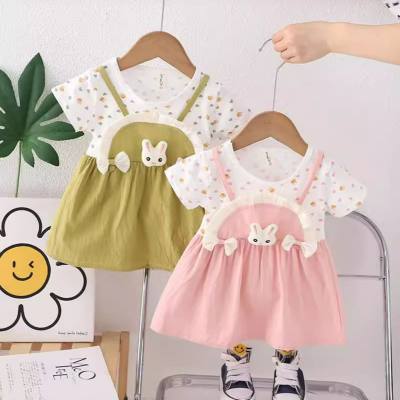 Children's clothing summer girls short-sleeved dress baby girl fashionable thin summer dress skirt baby skirt trendy