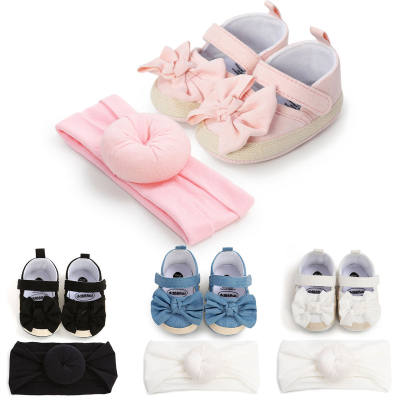 Zapatos para bebé niña de 2 piezas con velcro y lazo con lazo