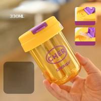 Mini ton ton cup for children and students, plastic cup, portable straw cup, cute high-looking cup, gift potbelly water cup  Yellow