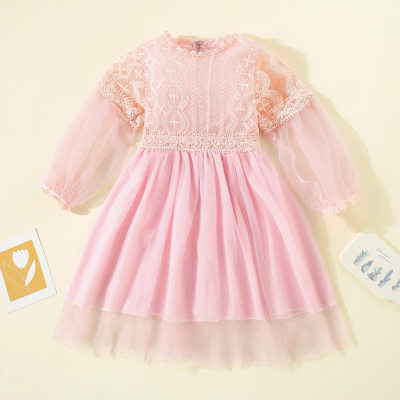 Toddler Girls Puff Sleeve Long-sleeve Formal Dress