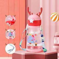 Summer plastic water cup outdoor portable pop-up lid straw cup cartoon high value  Multicolor
