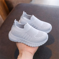 Chaussures de sport à semelle souple à enfiler de couleur unie pour enfants  gris