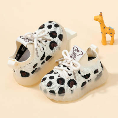 Toddler Girl Leopard Print Fly Knitted Sneakers