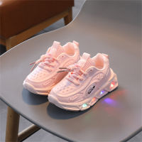 Sneakers con lacci LED tinta unita per bambini  Rosa