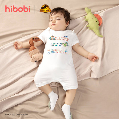 Hibobi × Jurassic Baby Boy كارتون - بذلة قطنية بأكمام قصيرة مطبوعة برسومات كرتونية