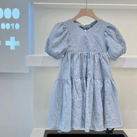 Children's clothing girls' dresses 2024 summer new Korean version little girl princess dress temperament foreign style children's skirt trend  Blue