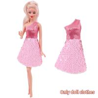 Boneca Barbie vestido de lantejoulas saia rabo de peixe vestido longo temperamento doce vestido casual  Multicolorido
