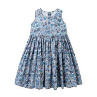 Girls polka dot drape dress light summer medium and large children's breathable and comfortable children's skirt big swing skirt  Blue