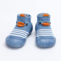 Toddler Stripe Pattern Cartoon Animal Pattern Sock Shoes  Blue