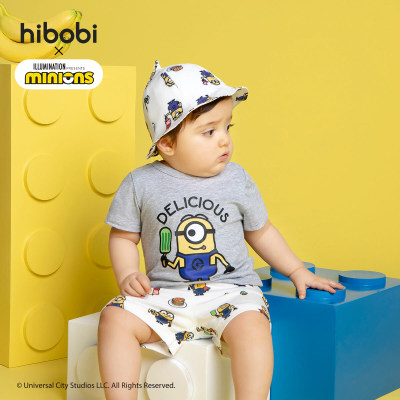 Minions × hibobi Boy Baby Conjunto de pantalones cortos blancos estampados