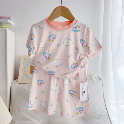 Mädchen Pyjama Set ultradünne Hauskleidung Kurzarmshorts
