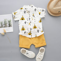 Baby Boy Casual Cactus Printed Top & Solid Color Shorts  Yellow