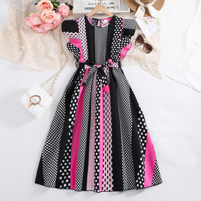 Summer new style girls skirt fashionable polka dot short sleeve dress