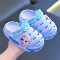 Sandálias infantis antiderrapantes com sola macia Princesa Elsa  Azul