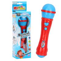 Microfono per bambini, amplificatore per microfono, giocattolo, illuminazione per la prima educazione, karaoke, simulazione musicale, microfono in plastica  Blu
