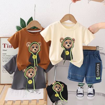 Boys summer suit 2024 new style baby short-sleeved cartoon summer clothes handsome children's clothes two-piece suit trendy
